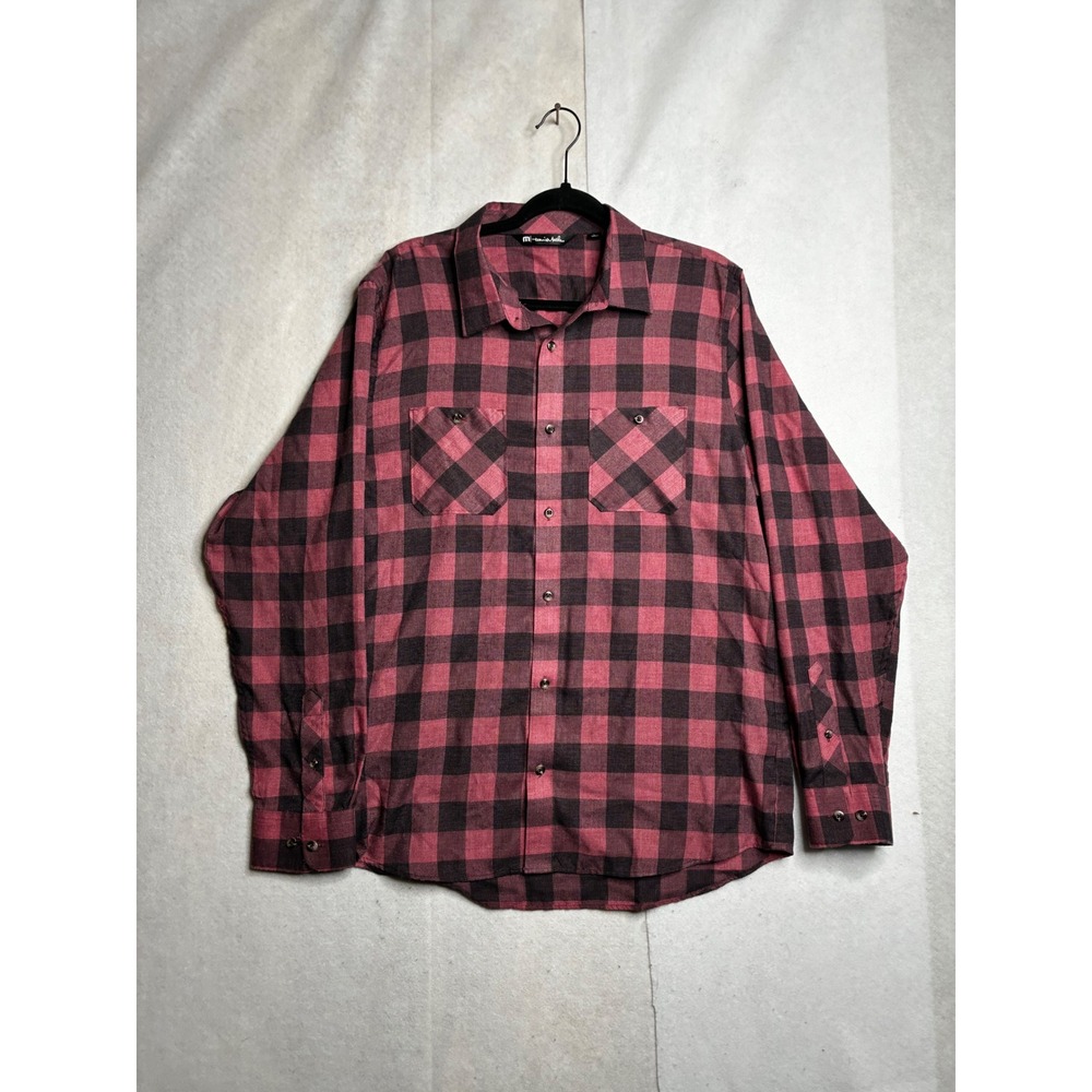 TravisMathew Mens Red Black Buffalo Plaid Flannel Shirt Long Sleeve Large 1MA423